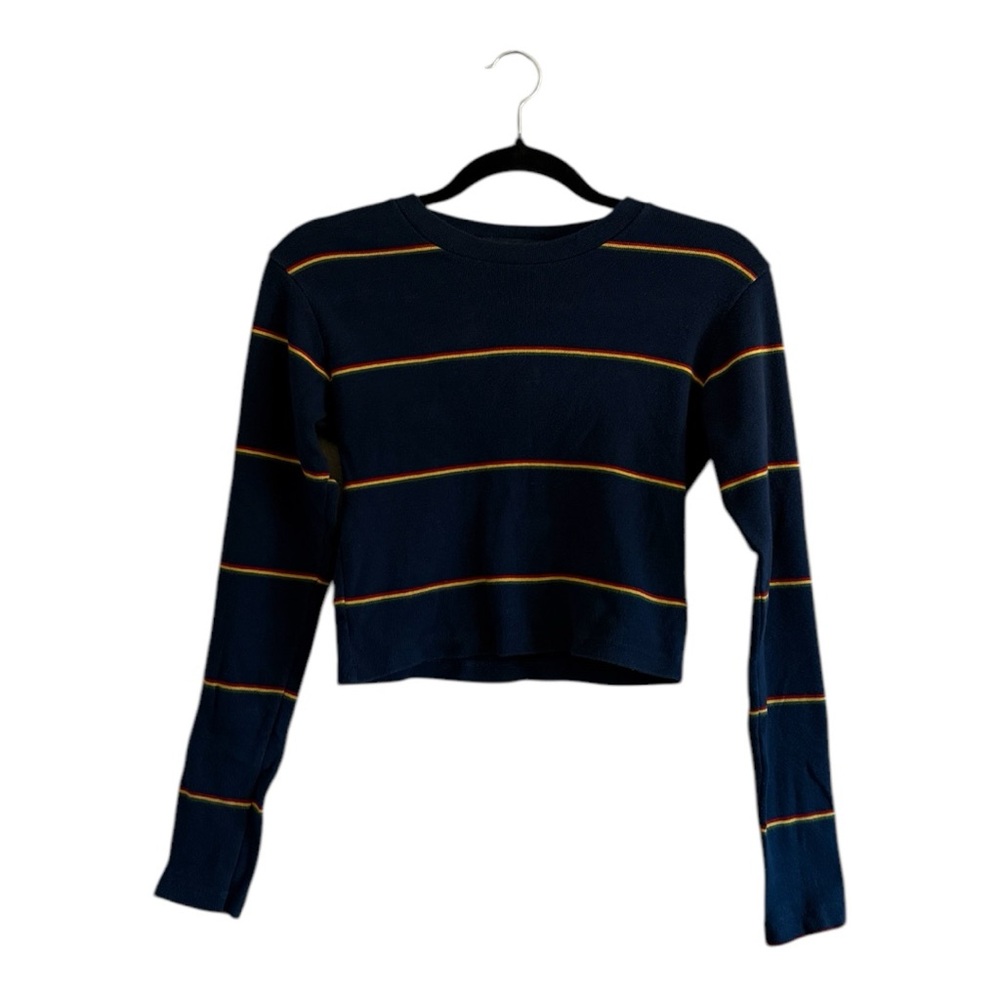 Brandy Melville Women’s Navy blue Long sleeve red yellow & green stripes